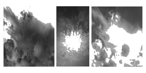 Cloud ink splash frame with black paint splatter and cloudscape spray background texture .hand drawn freehand vector elements for splotchy brush stroke .