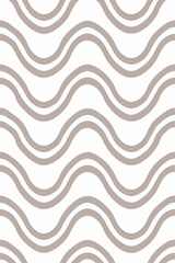 Gentle taupe waves on white abstract pattern