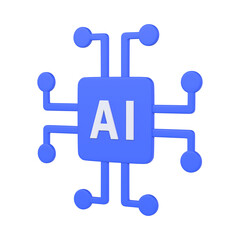 AI artificial intelligence chip processor 3d icon illustration render design