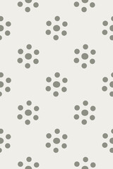 Gray dots arranged in circular clusters on a light gray background pattern