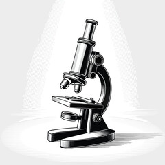 Vintage microscope illustration with dramatic lighting