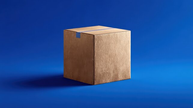 cardboard moving box on blue background, ai generated, ai