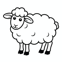 Simple cartoon drawing of a fluffy white sheep
