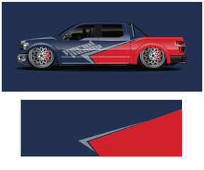 Obraz premium Customized Truck with a Striking Red and Blue Graphic Design Scheme