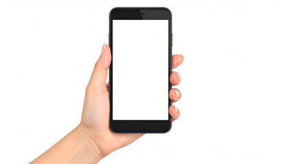 Hand holding blank smartphone.