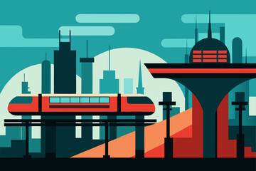 monorail station in futuristic city.svg