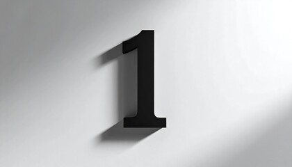 Simple black number one on light background