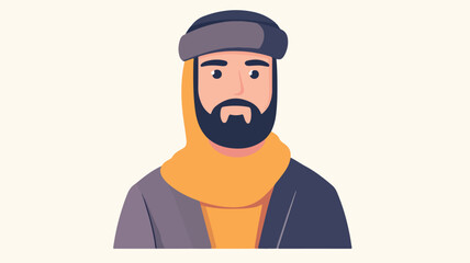 Professional Male Muslim Character with Flat Design Style for Islamic Graphic Projects