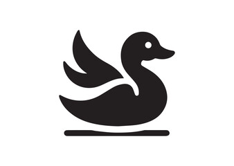 Fototapeta premium Duck silhouette black vector white background
