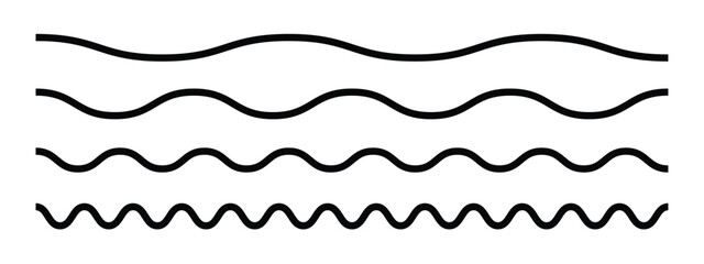 Wave line set. Vector water waves. Set of wavy zigzag lines. wavy zigzag pattern line illustration set on a white background, abstract vectors.  wavy and zigzag horizontal underline. 
 