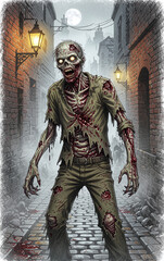 fantasy plague zombie terrifying mystical creature detailed realistic illustration horror character infected undead monster high quality artwork vivid colors dark theme surreal fantasy art