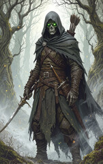 fantasy cursed ranger undead monster guardian protector enchanted forest mystical creature eternal watcher cursed hero cursed warrior magical woods dark fantasy epic hero enchanted villain haunted ran