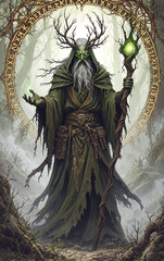 Cursed Druid Fantasy Monster Nature Protector Dark Forces Twisted Connection Wild Decay Enchanted Creature Magical Hero Mythical Beings Magical Forest Nature Spirits Epic Fantasy Art Mystical Powers