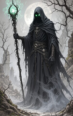 fantasy monster ghastly shade terrifying shadowy presence life force drain eerie mystical creature dark legend supernatural villain mythical horror character  fantasy art digital illustration haunting