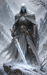 fantasy monster frost wight chilling icy undead creature haunting frozen realms with a cold embrace bringing terror and fear to adventurers exploring the frozen wastelands haunting winter nightmares