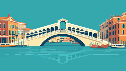 Rialto Bridge Venice Italy Icon Isolated Wide Angle View