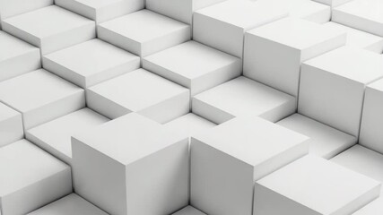 White cubes pattern background abstract design geometric texture modern minimalist wallpaper render art - Powered by Adobe
