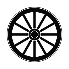 Obraz premium Black silhouette of a wagon wheel isolated on white background