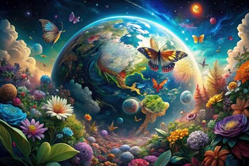 Surreal Earth: Cosmic Flora & Fauna - Fantasy Planet Artwork