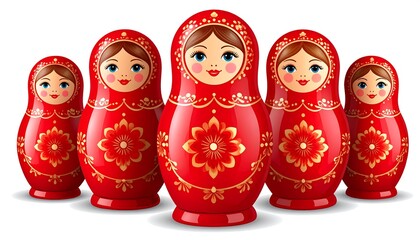Five nested Russian dolls