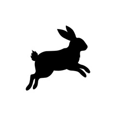 Naklejka premium Rabbit jumping silhouette vector flat design on white background.