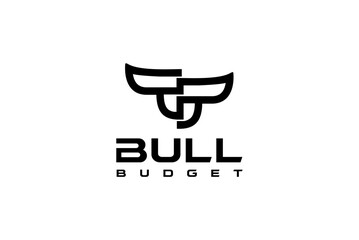 Modern geometric bull head logo concept. An abstract line art symbol representing strength and power for a corporate business or industrial brand identity.