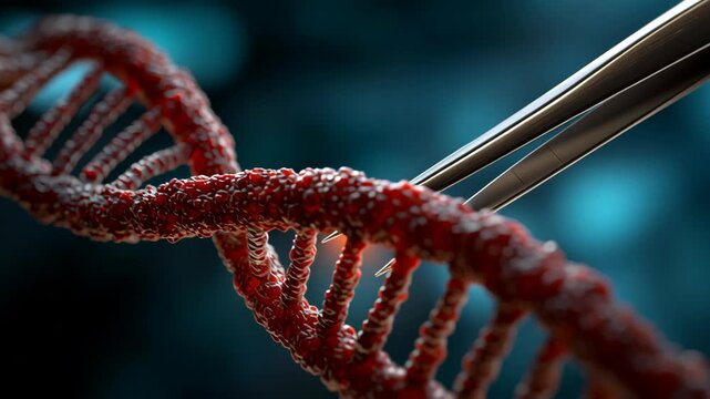 Innovative gene editing technology and precision tools nanotechnology manipulate DNA strands, highlighting advancements biotechnology and molecular