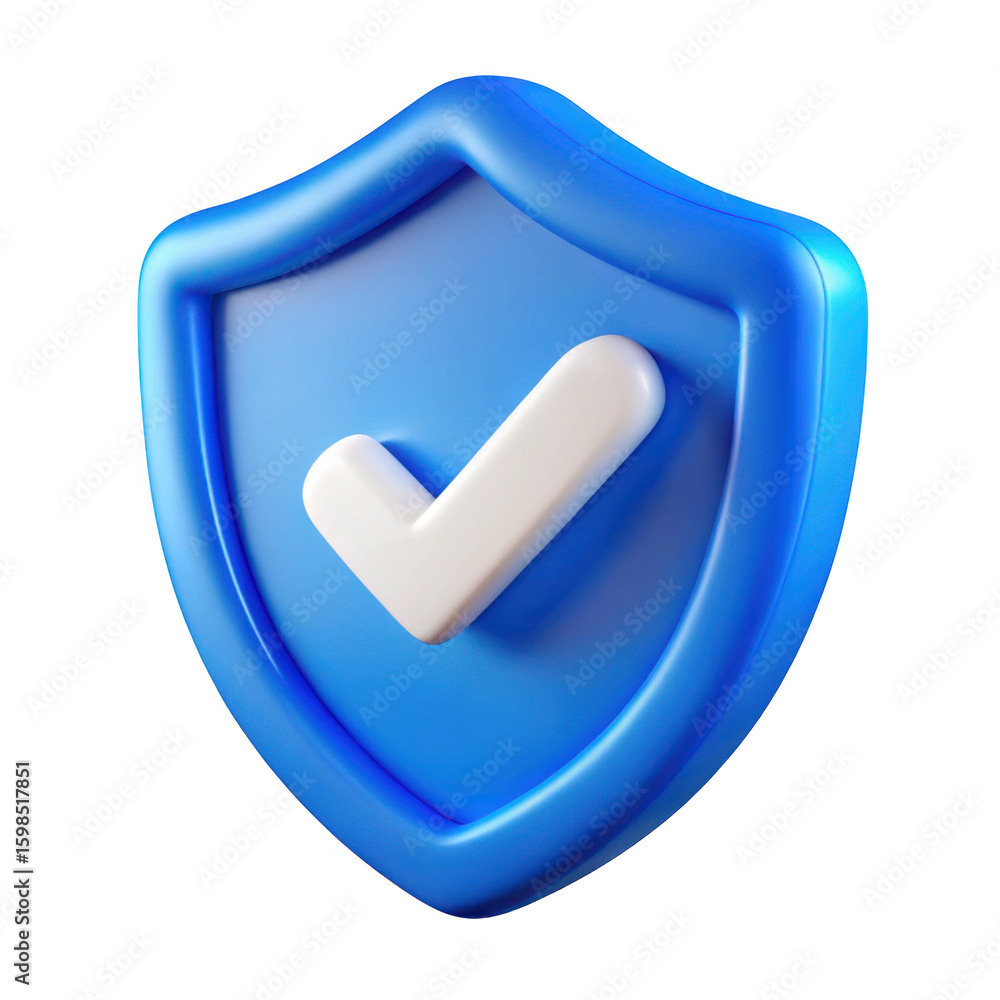 Poster 3d shield with checkmark isolated on transparent background