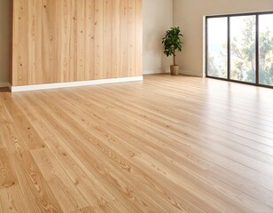 Obraz premium Empty room with wooden floor and wall
