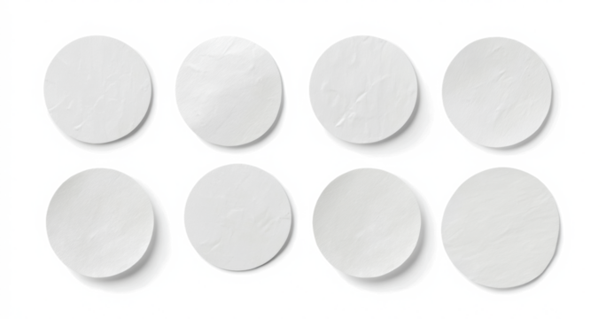 Wrinkled Paper Sticker Set, Circular Blank Tags and Label Mockups