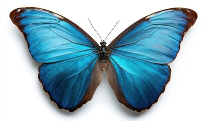 Vibrant blue butterfly, isolated on white