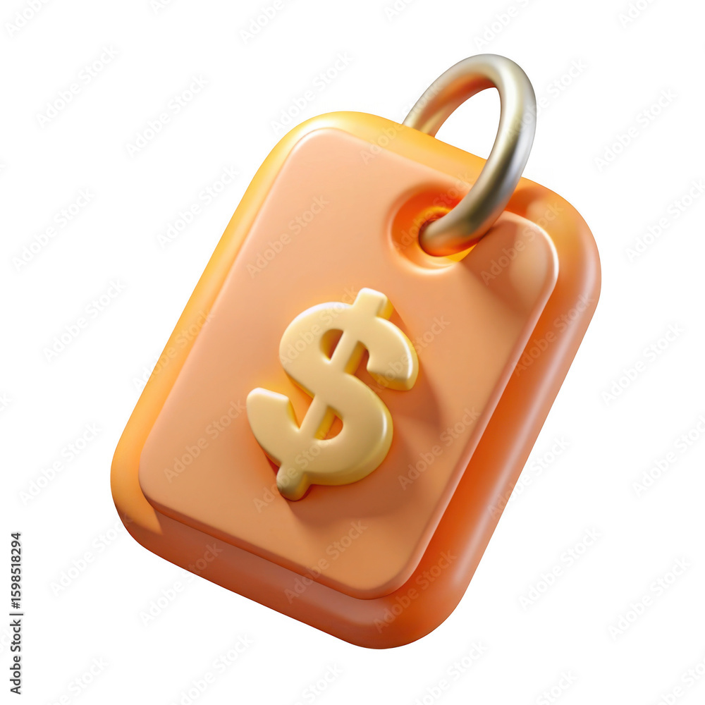 Poster 3d price tag with dollar symbol isolated on transparent background