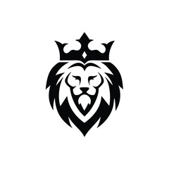 Fototapeta premium Regal lion head with crown king majestic