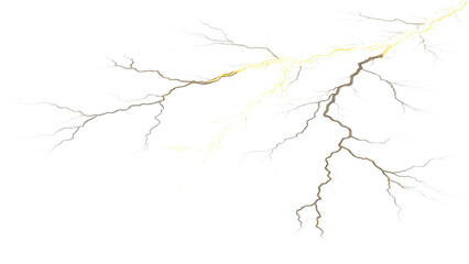 Lightning strike and thunder clipart isolated on white background PNG. AI GENERATED.