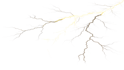 Lightning strike and thunder clipart isolated on white background PNG. AI GENERATED.