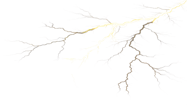 Lightning strike and thunder clipart isolated on white background PNG. AI GENERATED.