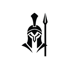 Fototapeta premium Spartan helmet and spear icon warrior ancient Greece