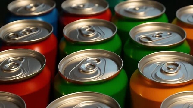 Colorful Soda Cans Close-Up - Refreshing Drink Concept