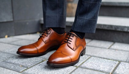 Close-up of brown leather shoes