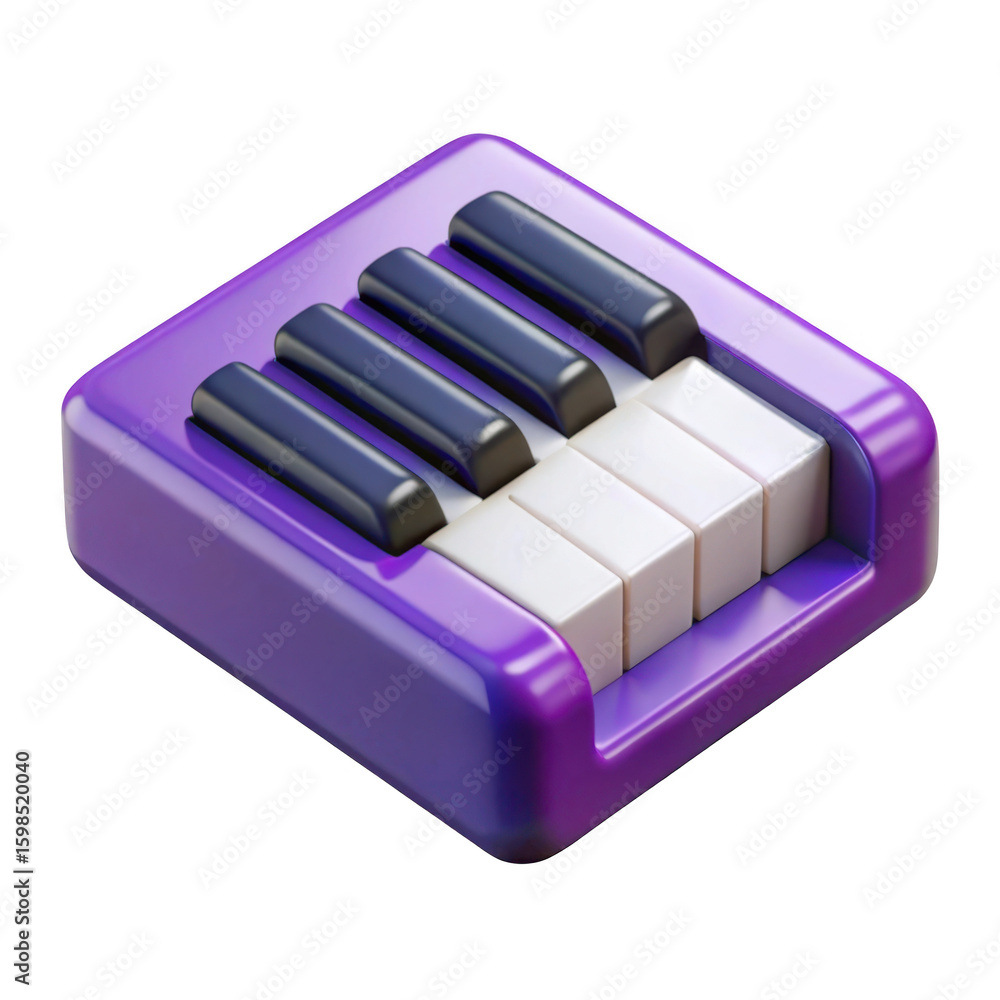 Poster 3d piano keyboard element isolated on transparent background