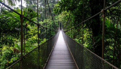 Fototapeta premium Lush jungle suspension bridge