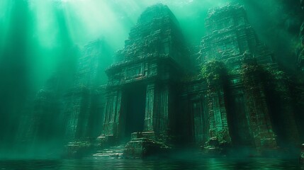 Towering spires grown from alien alloys, post human ruins entwined with biomechanical vines, soft ambient glow