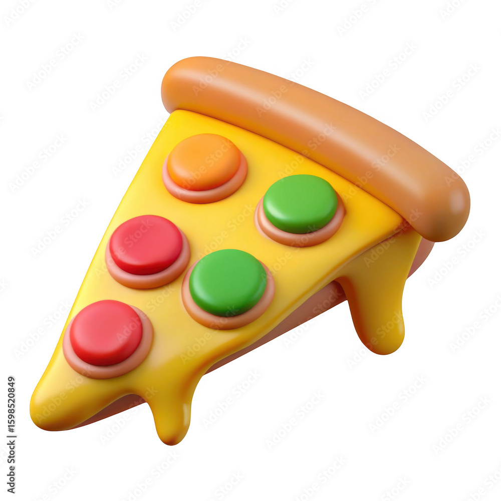 Poster 3d slice of pizza isolated on transparent background