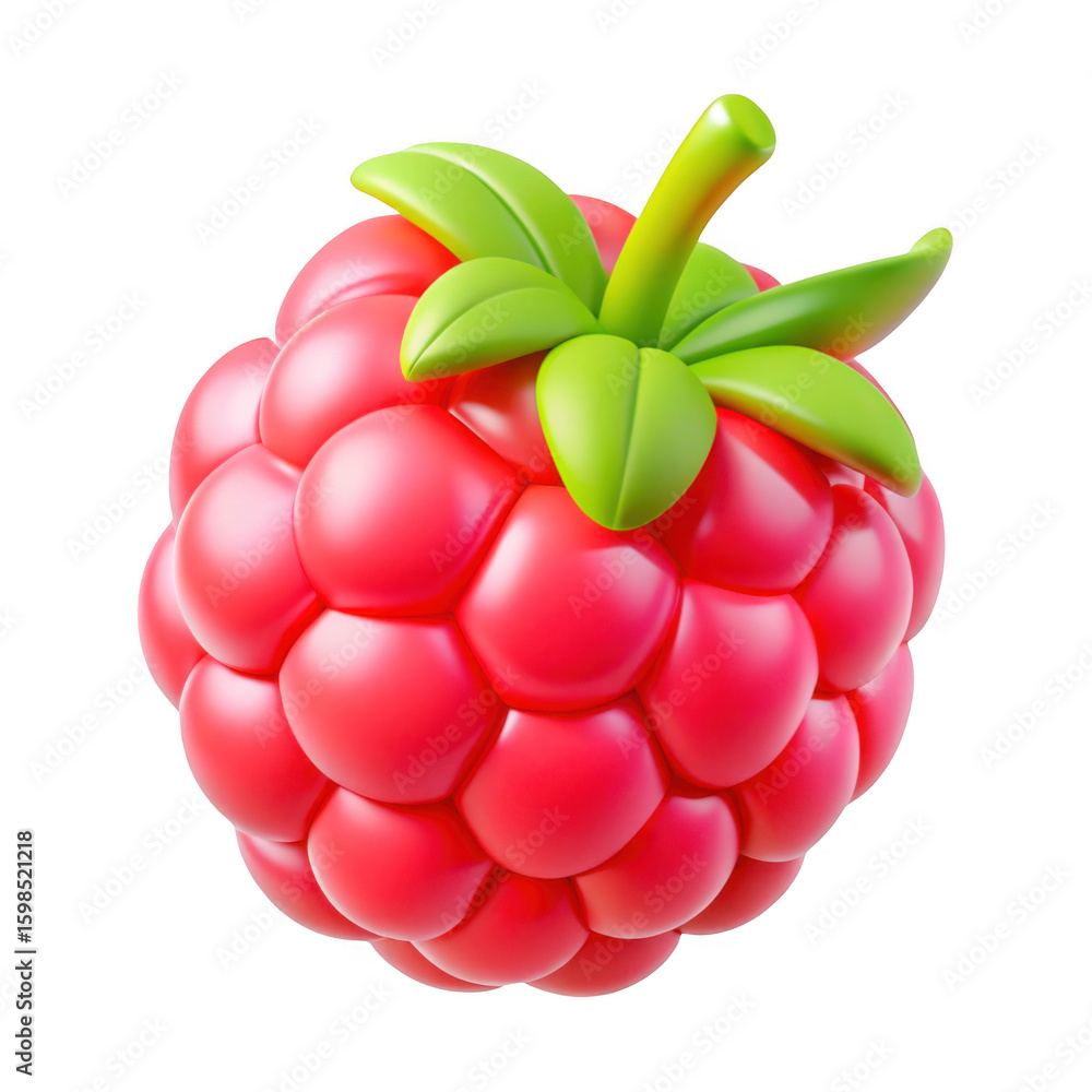 Poster 3d realistic raspberry isolated on transparent background