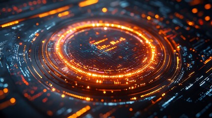 Zero gravity interface fragments orbiting central core, UI logic embedded in flowing light rings