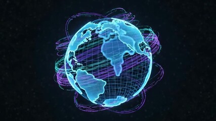 Digital earth globe technology world network connection data communication future tech innovation - Powered by Adobe