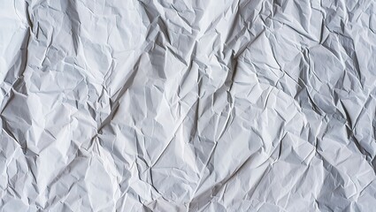 Delicate creases and subtle shadows in white crumpled paper, The beauty of imperfection:  A white paper surface adorned with a network of intricate folds