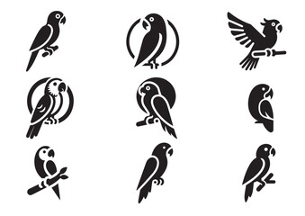 Parrot silhouette vector illustration Set