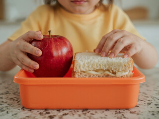 A Child's Hands Packing a Healthy Lunch