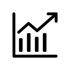 Growth chart icon with upward arrow in bold flat vector style